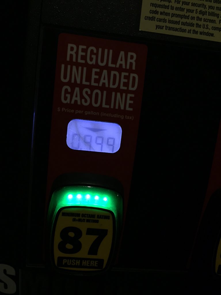 lo_wesley's tweet photo. When was the last time gas was 99 cents a gallon? https://t.co/KfhLbQdnJA