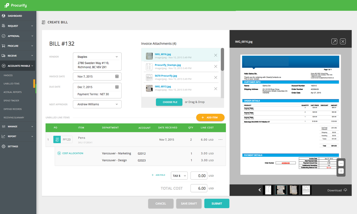 Procurify's tweet image. Create #bills and #ThreeWayMatch in minutes with #ProcurifyAP #AccountsPayable.

Learn more: ow.ly/VGAfE
