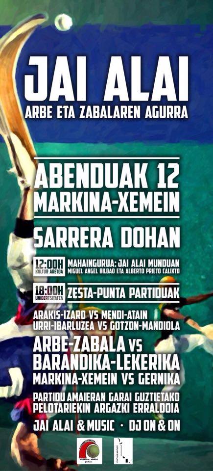 MarkinaXemein's tweet photo. Bihar, abenduak 12, Arbe eta Zabalaren agur jaialdia. Eguerdian mahai-ingurua, arratsaldean partidak
@LeakoHitza https://t.co/T6yhc3CkSE