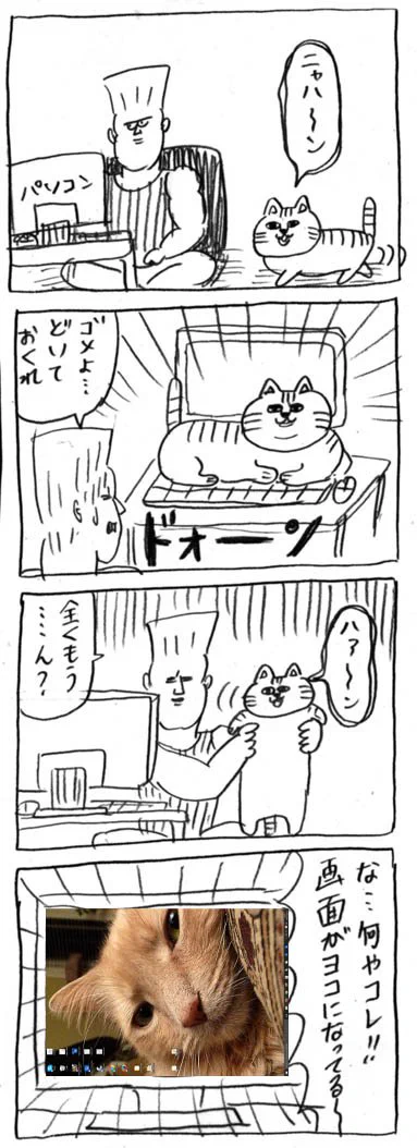 【４コマ漫画】ニャンコが仕掛けた高度なイタズラ