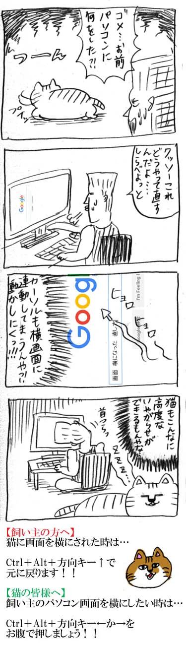 【４コマ漫画】ニャンコが仕掛けた高度なイタズラ