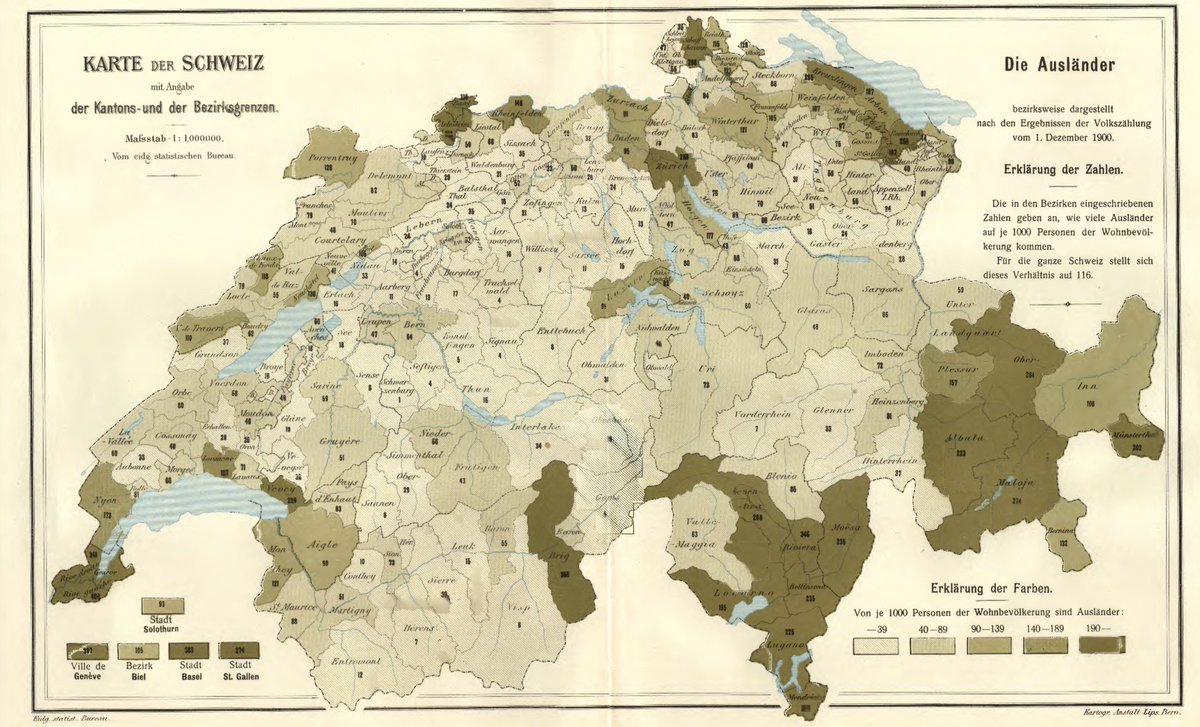 Ausländeranteile in der Schweiz um 1900 auf Bezirksebene
#mapyear #cartography <a href="/sgk_swisscarto/">SGK</a>