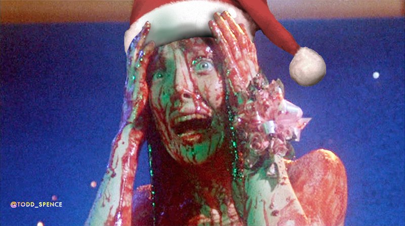 Todd_Spence's tweet photo. A Christmas Carrie #RuinAChristmasMovie @midnight https://t.co/zsehJLVetu