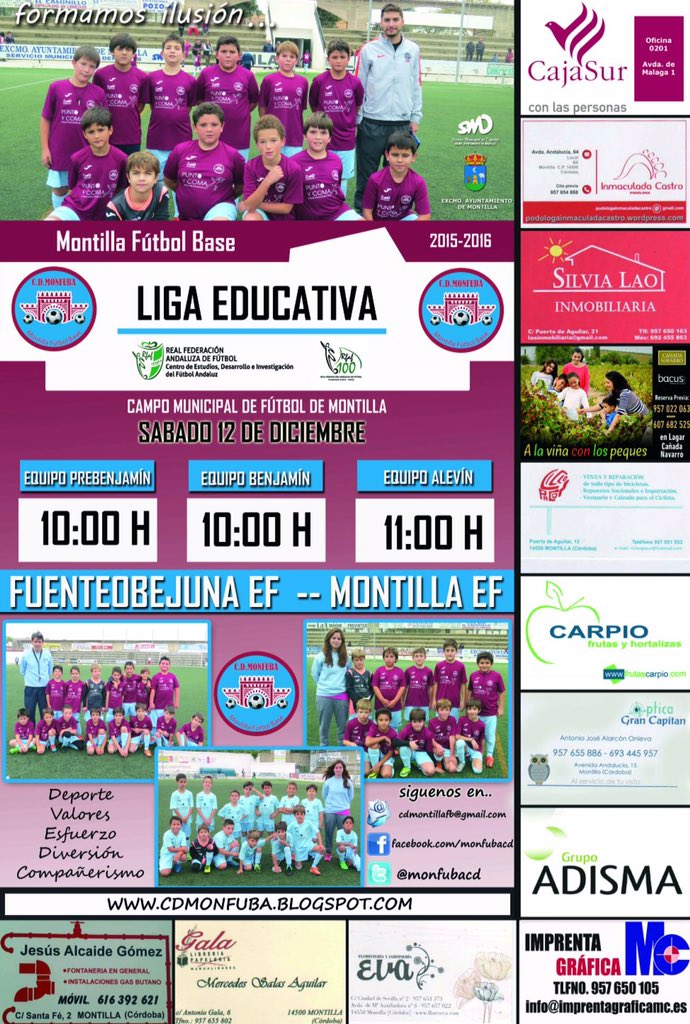 MonfubaCD's tweet photo. Horarios de los partidos de este fin de semana en una nueva jornada de convivencia!! https://t.co/9COl64rNOX