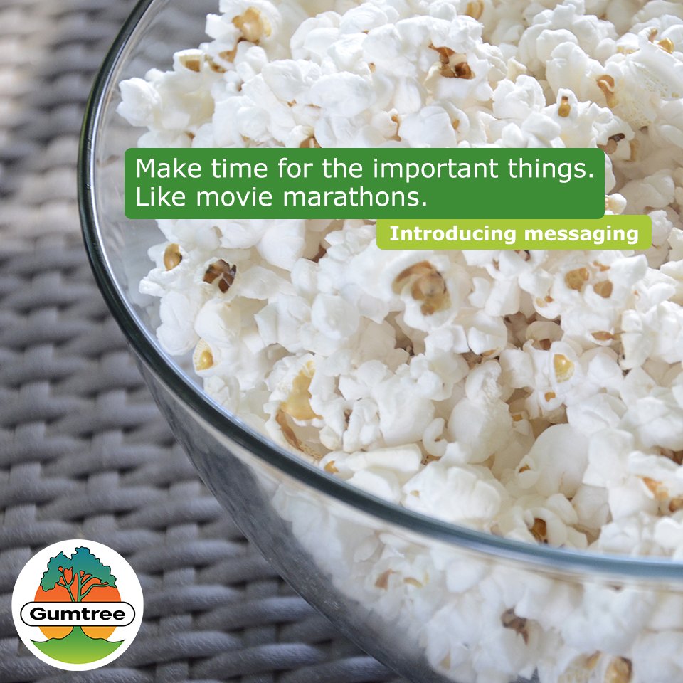 GumtreeZA's tweet photo. Life's Too Short! Use Instant Messaging on Gumtree to save time for the important things...like movie marathons. https://t.co/NtubgDMMsD