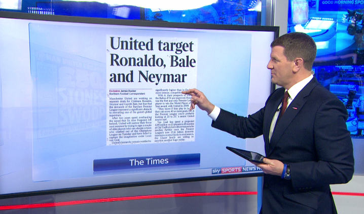 SkySportsNews's tweet photo. PAPERS: The Times report that #MUFC are working on deals to sign Cristiano Ronaldo, Gareth Bale AND Neymar #SSNHQ https://t.co/lb06x4Zvg2