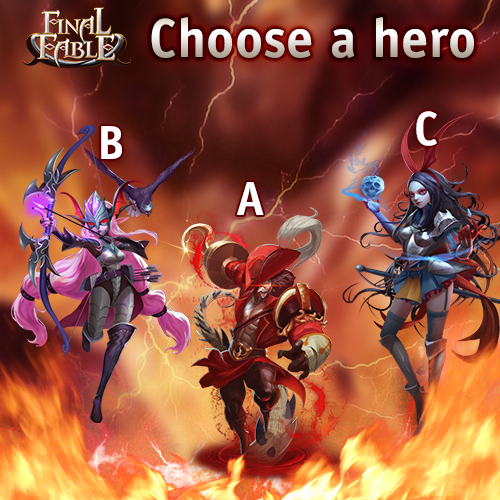 FinalFableEN's tweet photo. We have hidden a special prize behind one of these Heros. Tell us which letter you think the prize is hidden behind. https://t.co/EWSi5Ygf66