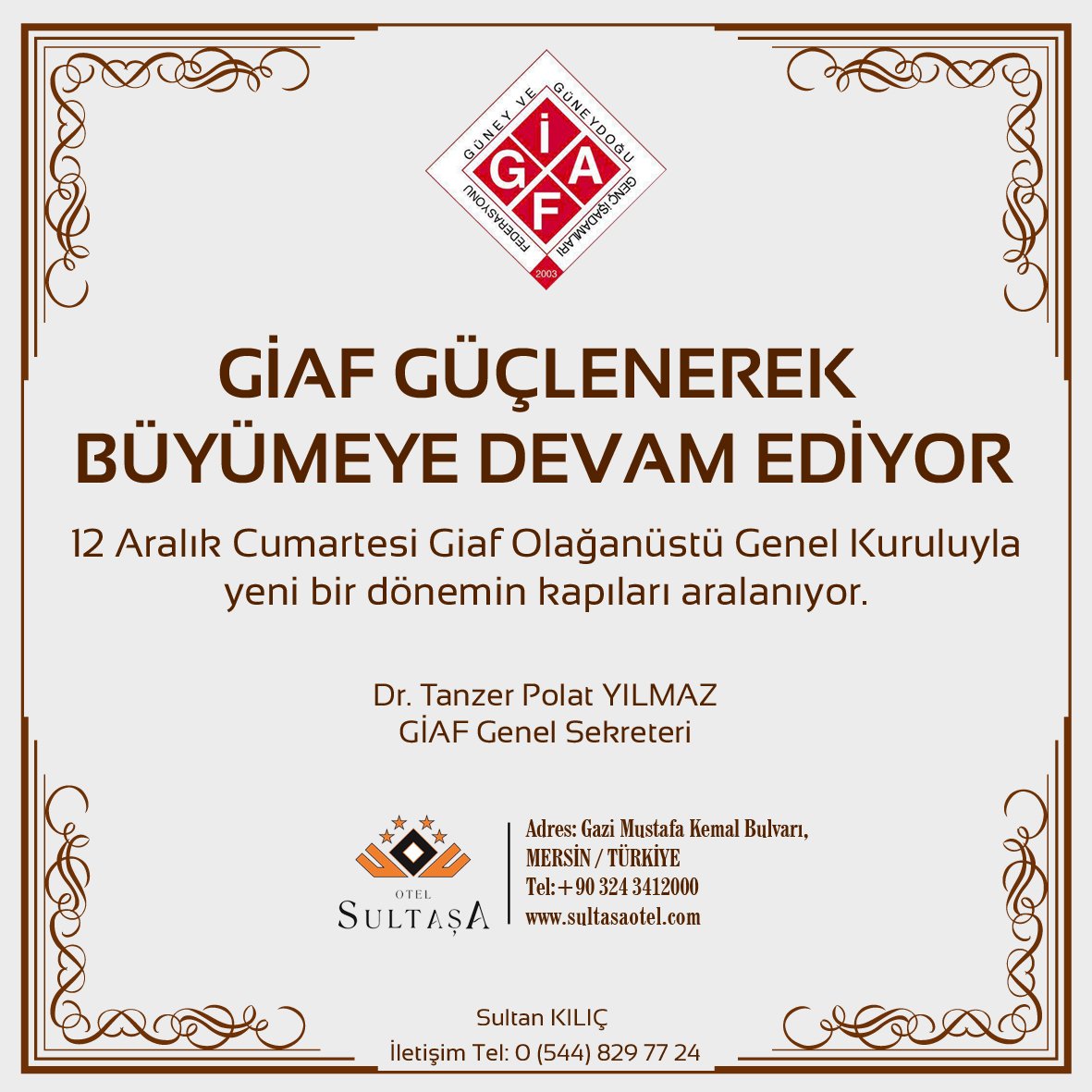 GUNEYDOGUGIAD's tweet photo. GİAF Güçlenerek Büyümeye Devam Ediyor!!
12 Aralık Cumartesi günü yeni bir dönem kapılarını açacak! https://t.co/VipWyOsCtl