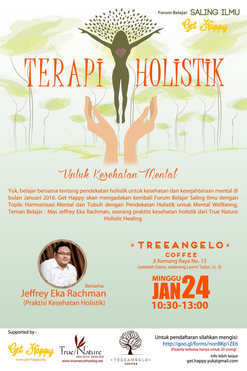 Forum Belajar ttg pdktn holistik &amp; kshtn mental brg <a href="/jeffreyrachman/">Jeffrey Eka Rachman</a> di <a href="/TREEANGELO_/">Treeangelo Coffee</a>  daftar:goo.gl/forms/TJ1mrGKu…
