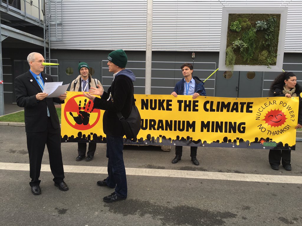 NEONGREENNET's tweet photo. @reinharduhrig - @global2000 at #COP21 no more #nuclearlies from @edfenergy and co #dontnuketheclimate #insideCOP21 https://t.co/15CaIWlnsE