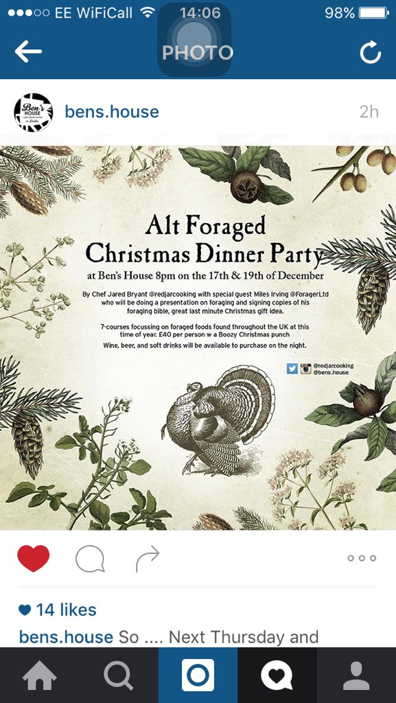 redjarcooking's tweet photo. Next weeks pop up dinner at Ben's House @Chocolatedandy with myself and @ForagerLtd #Christmas #London https://t.co/zRf3KCsOsG