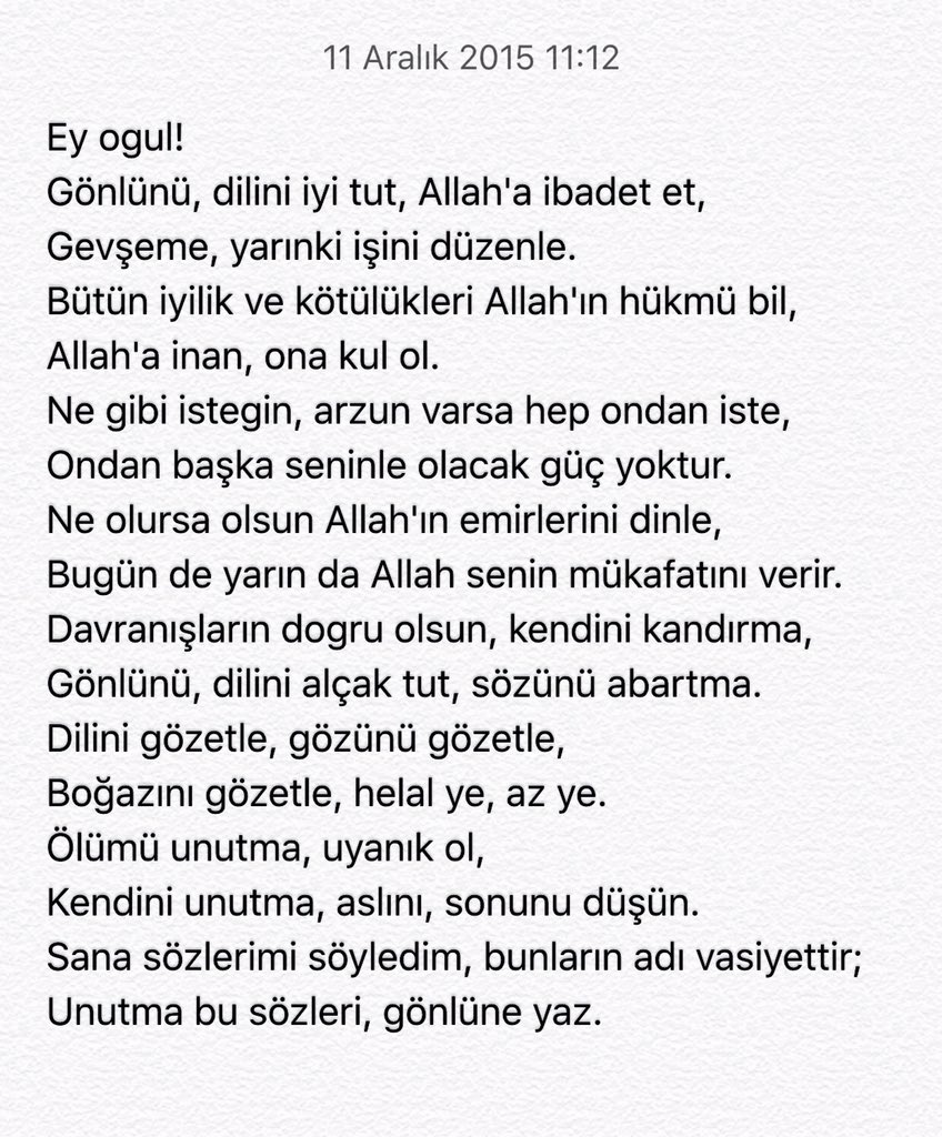 Başvezir Ay-Toldı'nın ölüm döşeğinde iken oğlu Ögdilmiş'e öğüdü,
Kutadgu Bilig'den...