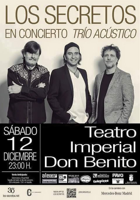 QueHacerDB's tweet photo. Mañana Sábado 12 Diciembre
Concierto de @Los_Secretos 
Teatro Imperial 23h.
#AgendaDB https://t.co/hRJMgzMTs0