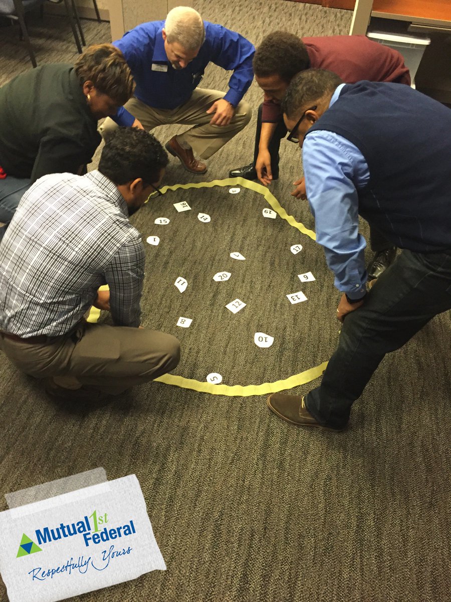 Mutual1stFCU's tweet image. Our sales team started their Friday morning meeting with a fun team building game! #CUfun #workhardplayhard