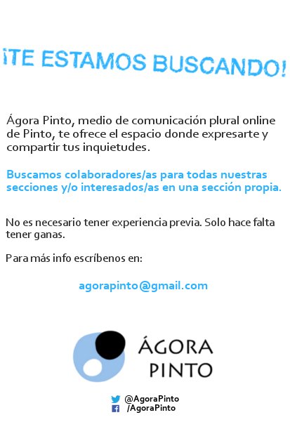 Sin vosotr@s #ÁgoraPinto no sería posible ¿Te gustaría colaborar? ¡Te estamos buscando!

agorapinto@gmail.com