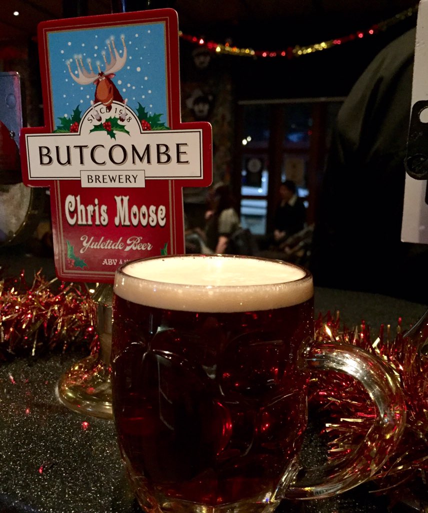 bungsandbears's tweet photo. It's Chris Mooooose. Kick off the festivities w/ a pint from @ButcombeBrewery - hints of Chocolate, Spice &amp; Currents https://t.co/Y7RkIlMKzr
