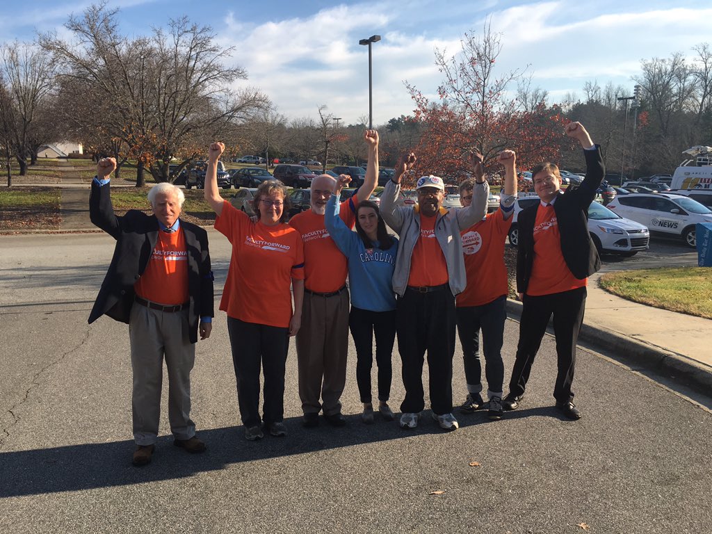 NCFaculty's tweet photo. BREAKING: Faculty, students, community released, charged w/ trespassing at BOG mtg to demand dismissal of Spellings https://t.co/CGKOUC17gs