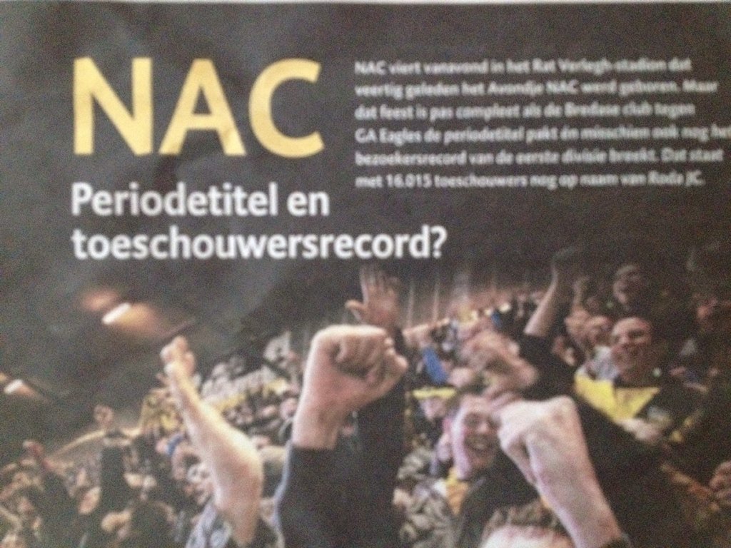 Allemaal naar #NAC vanavond !!
@nacbreda1912nl <a href="/NACRSS/">Parel van het Zuiden</a> <a href="/NACnl/">NAC Breda 💛🖤</a> <a href="/NACSupver/">NAC Supver</a> <a href="/nac_fanatics/">NAC Fanatics</a> <a href="/NACstatistieken/">NAC statistieken</a> <a href="/NAC_Breda/">NAC Breda</a>
