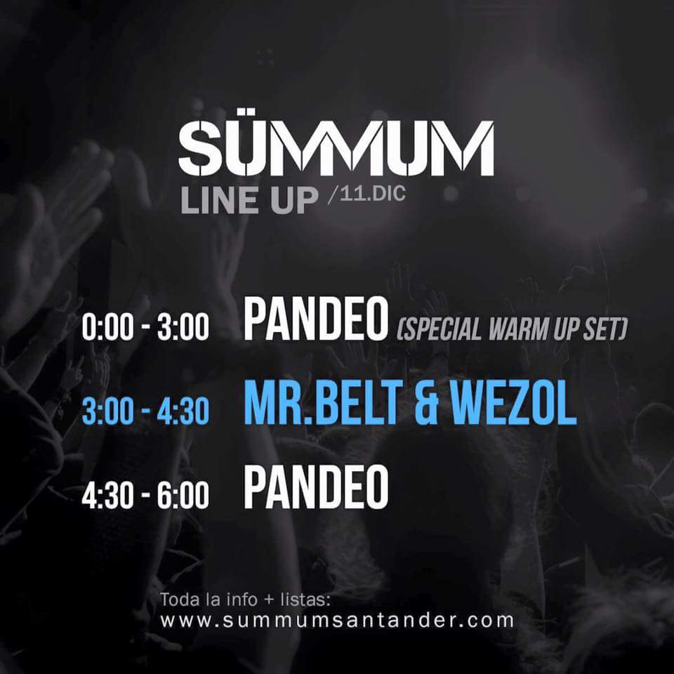 ¡Hoy inauguración de Sala Sümmum!

Apuntate gratis por lista hasta las 2:00 en summumsantander.com

> Line Up <