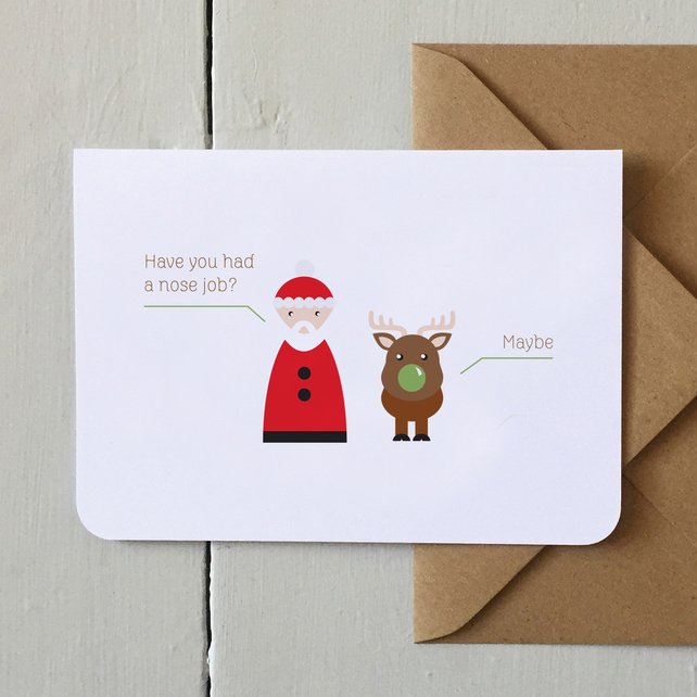 Tee hee. 

Rudolf and his nose card by Betty Fudge folksy.it/1QiAn9J