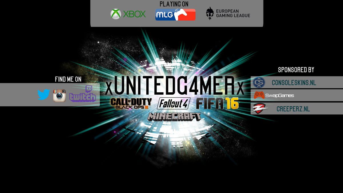xUnitedGamerx's tweet photo. New designer banner @creeperz_info @SwapGames_NL #MLG #europegamingleague #xboxone #fallout4 #instagram #twitch https://t.co/yxO5CUrZVe
