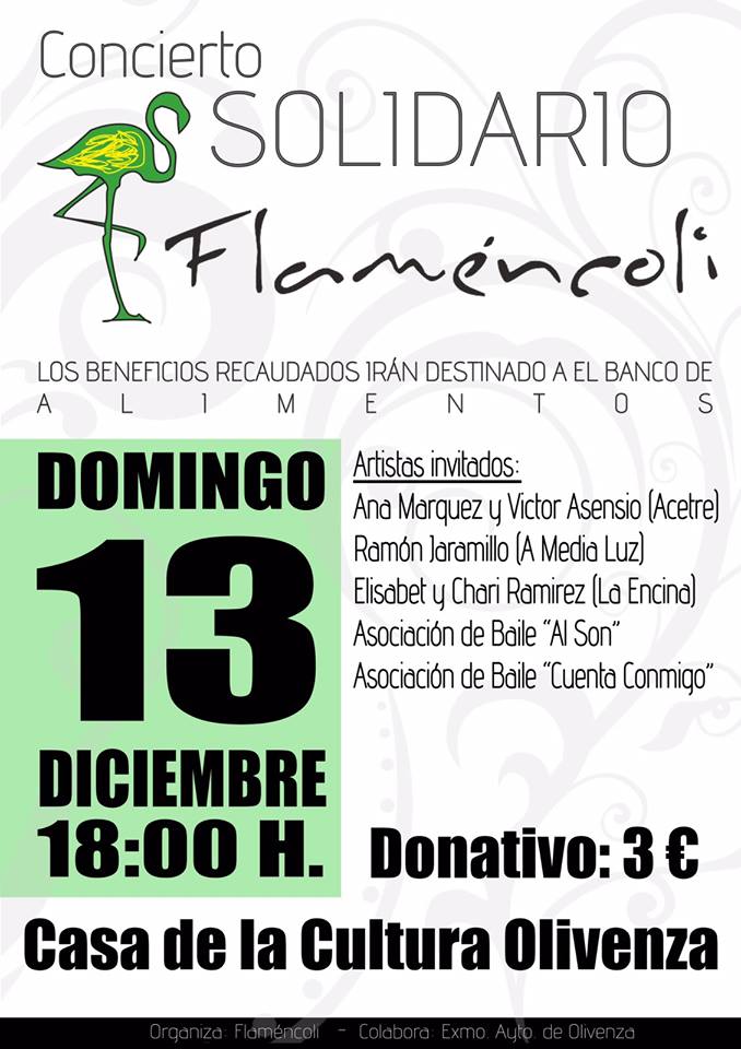ComAytoOlivenza's tweet photo. @flamencoli celebra el 13 de diciembre un festival a beneficio del Banco de Alimentos 
https://t.co/FghDji2mLI https://t.co/rqiFh3xxgT