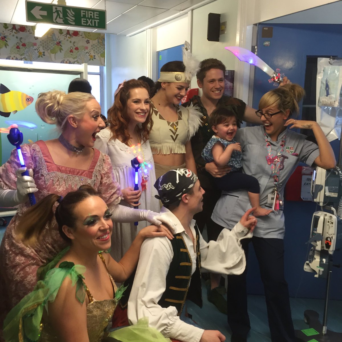 LandDHospital's tweet photo. He's behind you! A great lift for our children's ward thanks to Peter Pan cast from @albanarena. https://t.co/ROSHf7zZsh