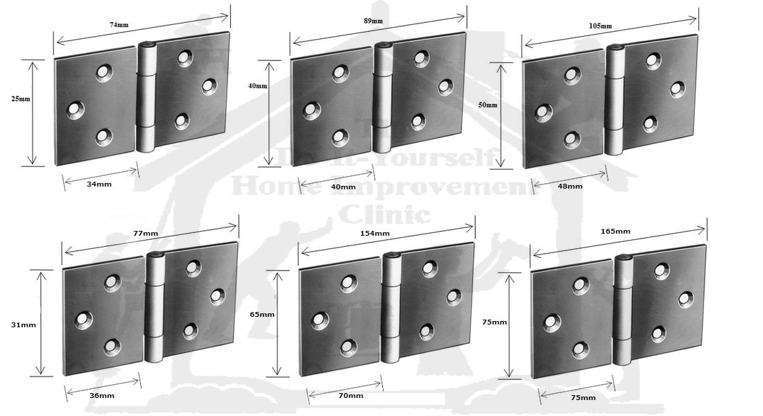 2 x Heavy Duty Steel Back Flap Hinges 25mm, 40mm & 50mm Box Hinge