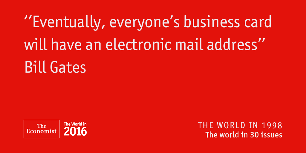 People will replace newspaper time with time online, wrote Bill Gates in 'The World in 1998' econ.st/1SIhNWb