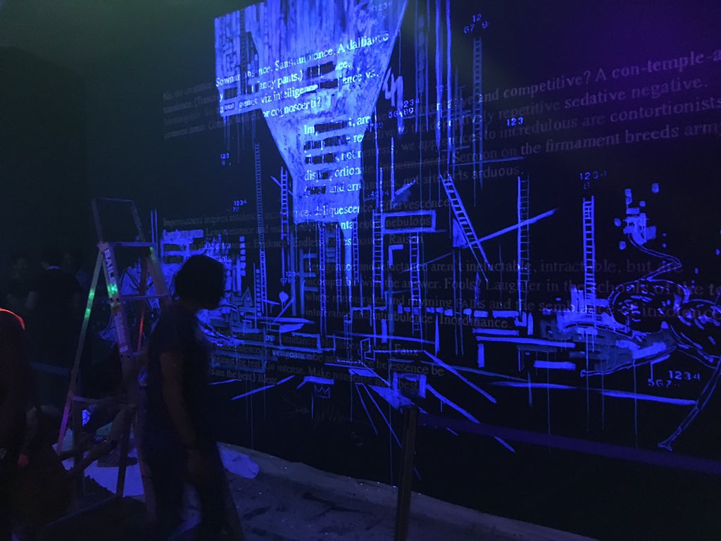 AdelaideCentral's tweet photo. Glow in the dark art at @SamstagMuseum for the #RubyAwards2015 love it #adelaide #art https://t.co/tHaO05Hq4v