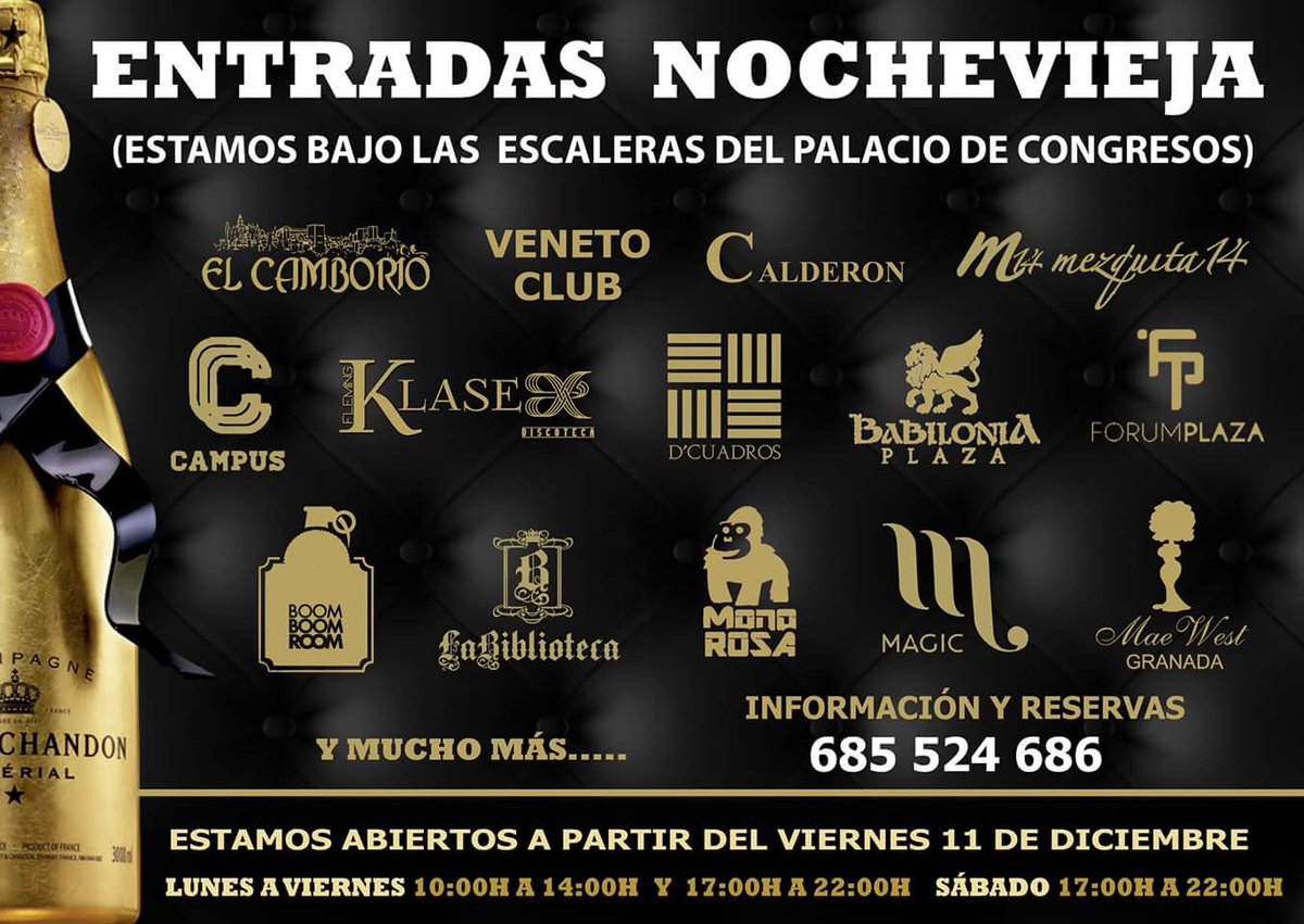 YA ESTAMOS ABIERTOS! PÁSATE A COMPRAR TU ENTRADA DE NOCHEVIEJA🎉