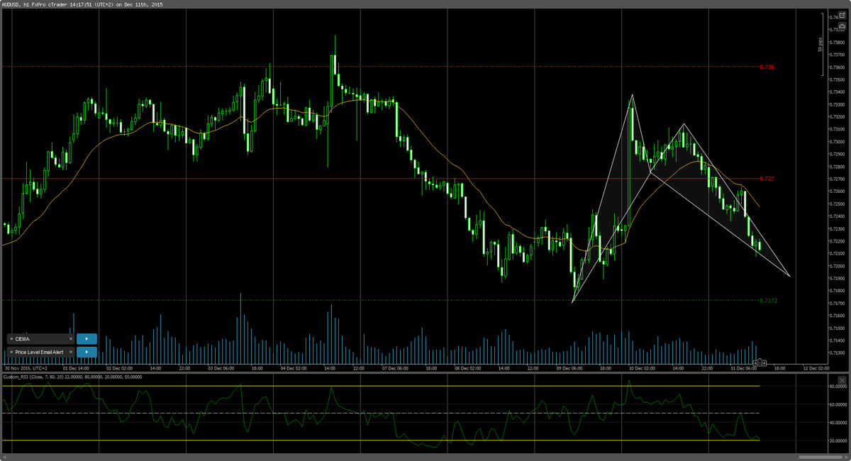 FXTPTeam's tweet image. #AUDUSD 1h TF - a possible bullish bat. Completion around 0.719 price level. #aussie