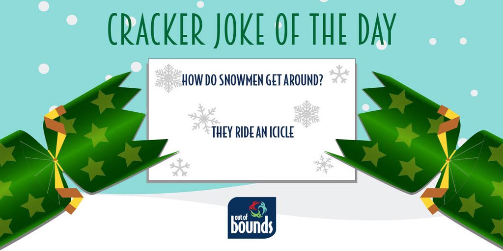ooboundsuk's tweet photo. 2 more Fridays before Xmas, are you in the Xmas spirit yet?#CrackerJoke #OOBJokeOfTheDay #GoOutOfBounds https://t.co/wrMBhIqO09