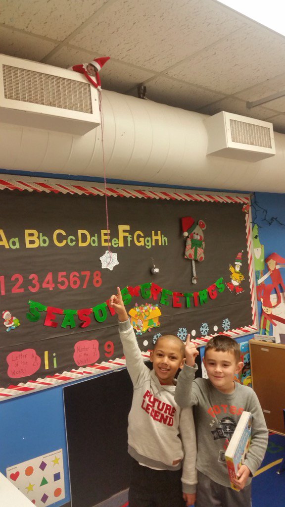 Ms. Christie's Preschool class has a special visitor! #elfontheshelf