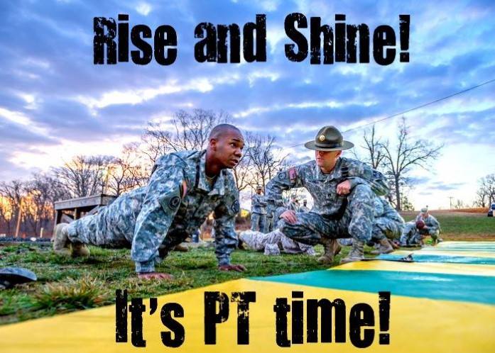 future_soldiers's tweet photo. Rise and shine #FutureSoldiers! It’s #PT time! What type of PT have you been conducting to prepare for #BCT? (DYR) https://t.co/IOm852zvDB