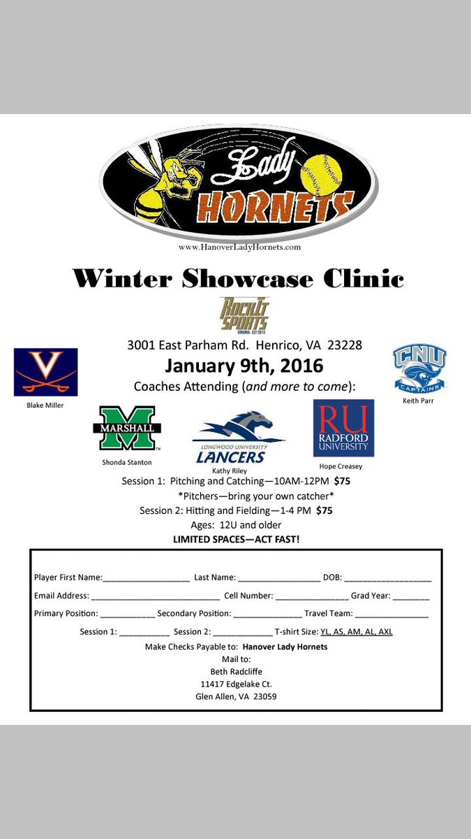 Hosting our first skills clinic <a href="/RockItSportsLLC/">RockIt Sports</a>. A number of colleges working the clinic. Details below.