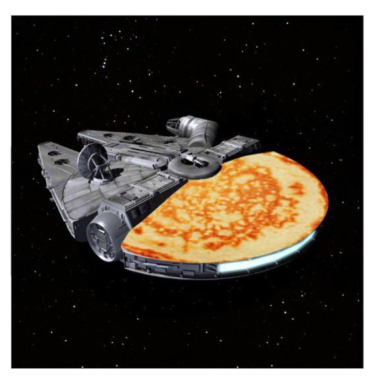 JacquetBakery's tweet photo. We like to believe The Millennium Falcon's design was inspired by a crepe :) #starwars #theforceawakens https://t.co/pKfr6vBVHL
