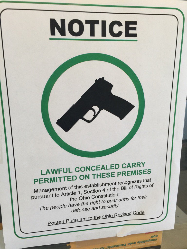 WCLAOhio's tweet photo. More employers are posting these signs! #SafeGunOwnership  The folks get it. #2A https://t.co/pH9L4aGhBI