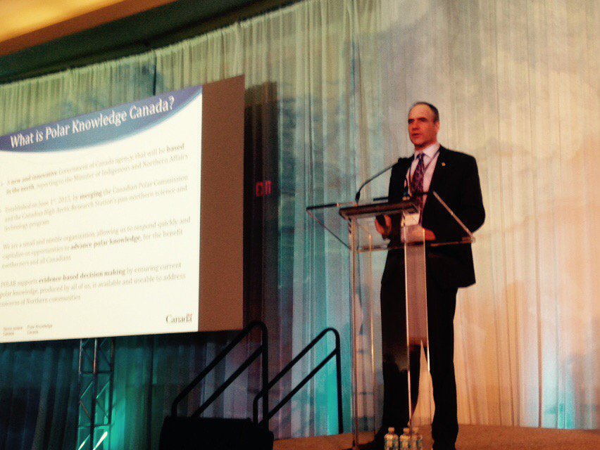 ArcticNet's tweet photo. Dr. David Scott, talking about the future for @POLARCanada and CHARS #ASM2015 https://t.co/ysguye5r93