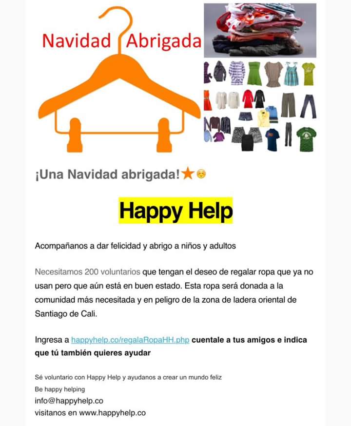 happyhelpco's tweet photo. Nuestra iniciativa decembrina para la ladera oriental de cali. :. ÚNETE.: Haz parte de #VoluntariosHappyHelp https://t.co/FFmiYFWhXN
