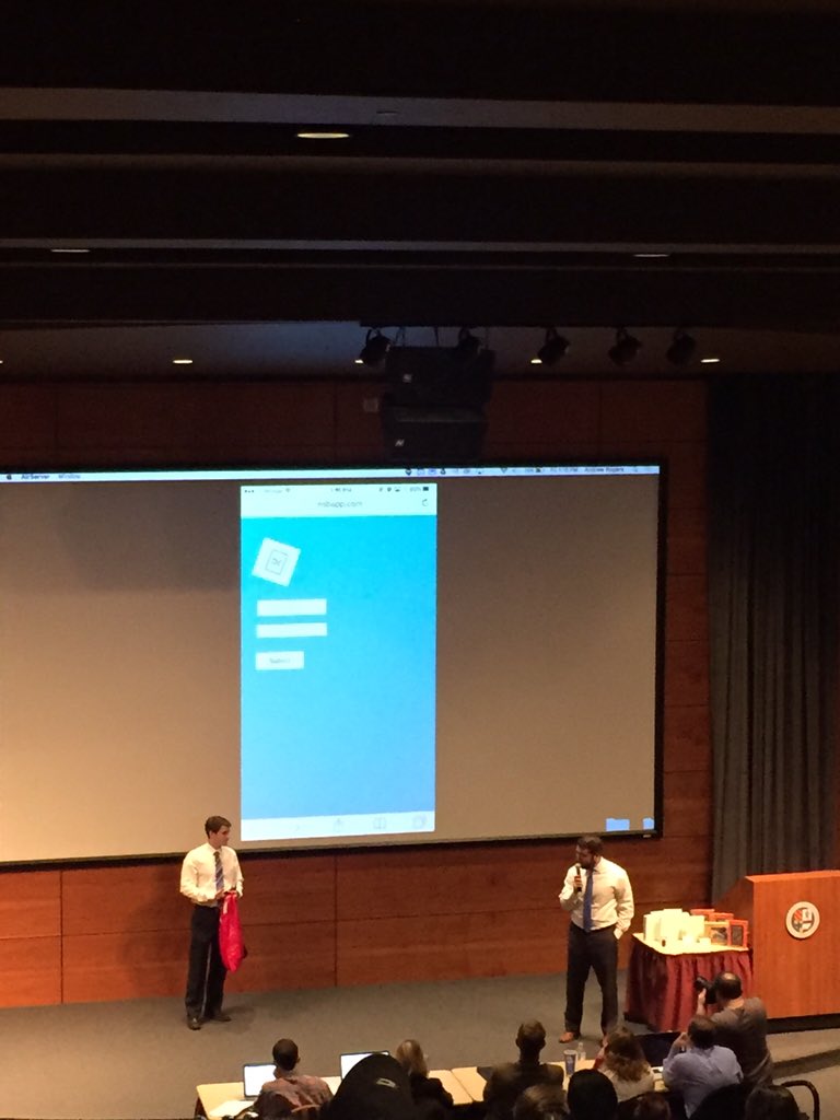 CreightonBiz's tweet photo. It's @jaycleancu showing off their app for Argy Bargy, a student app building competition! https://t.co/cTVq1QERqc