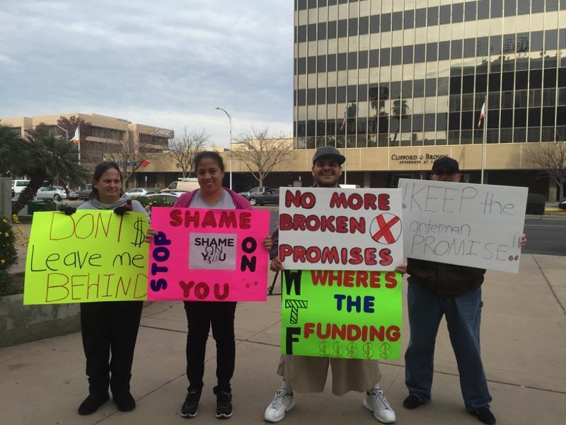 AchievementHous's tweet photo. "Shame on You" Rally in Bakersfield held to speak out about keeping the promise! #LantermanAct #keepthepromise #NCI https://t.co/e8T8YjtAOx