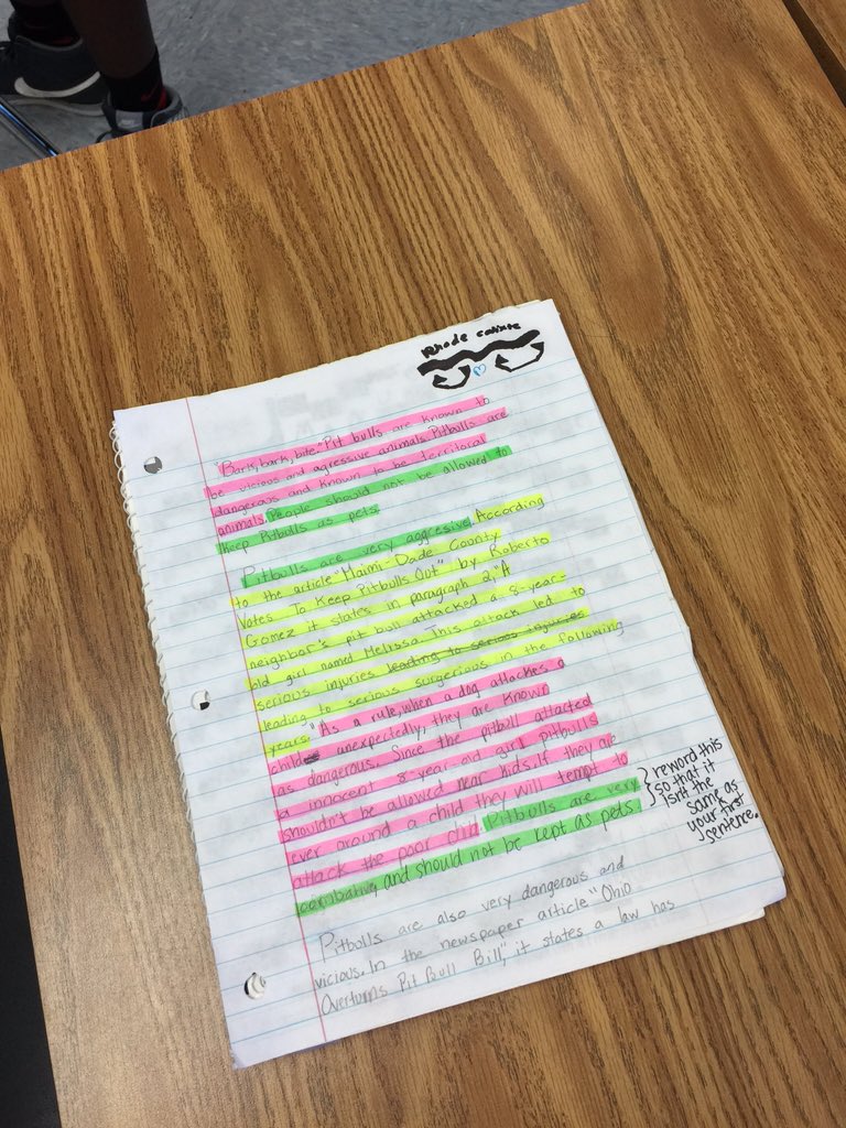 Castro_MMS's tweet photo. 1st completely independent argumentative essays. #colorcoded to make sure no elements are forgotten! .@ROARMMS https://t.co/PRZSSWHLm9