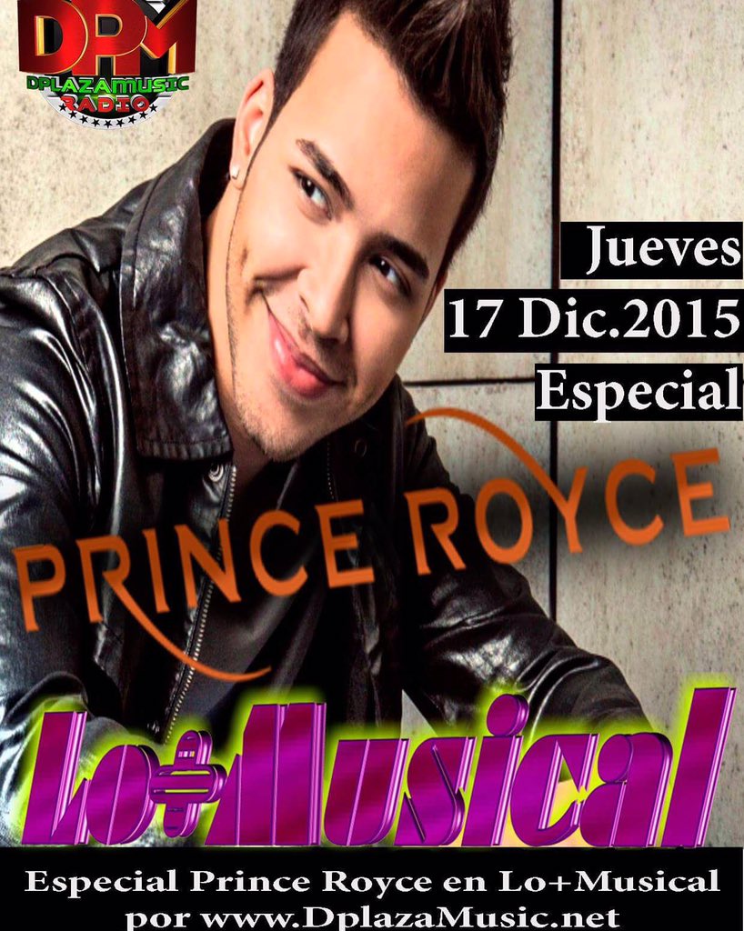 PrinceRoyceEspa's tweet photo. Especial de @PrinceRoyce en @lomasmusical 
19 a 22 hora 🇪🇸
13 a 16 hora 🇺🇸
#EspecialPrinceRoyceEnLoMasMusical https://t.co/52xiUftfDo
