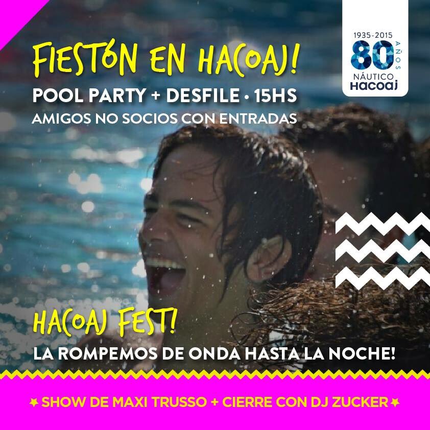 Hacoaj's tweet photo. MAÑANA FIESTON EN HACOAJ!! #PoolPartyON #Desfile @javierzuker #sorteos #PiletaLibre Desde las 15hs hasta la noche!! https://t.co/mNRuIdBpL1