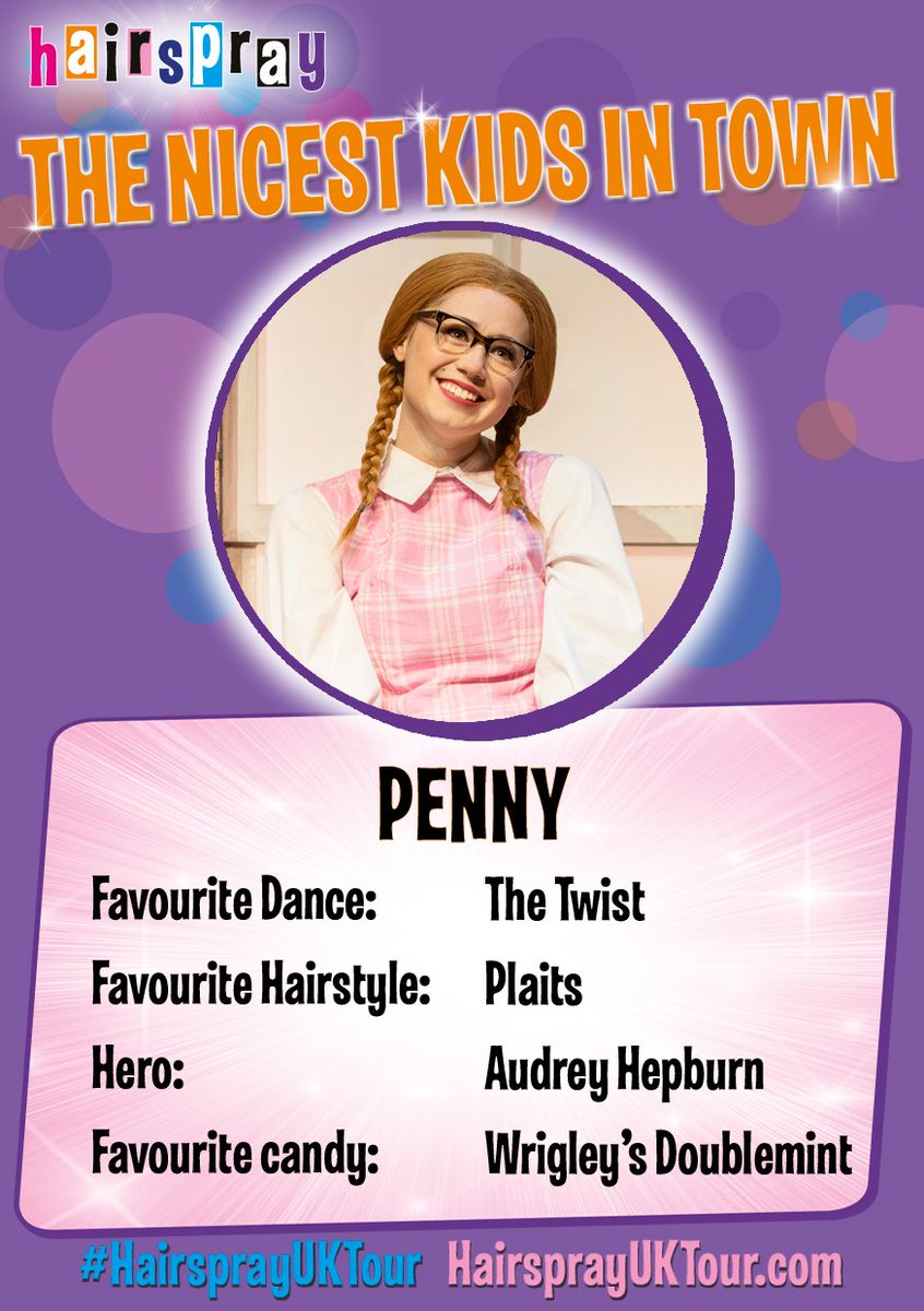 HairsprayUKTour's tweet photo. Today we're featuring Penny, Tracy's best friend and a super fan of the Corny Collins Show. #HairsprayUKTour https://t.co/xPgAF9YYQE
