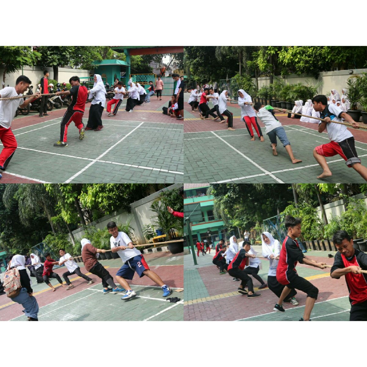 Ada perlombaan tarik tambang juga nih. semuanya semangat