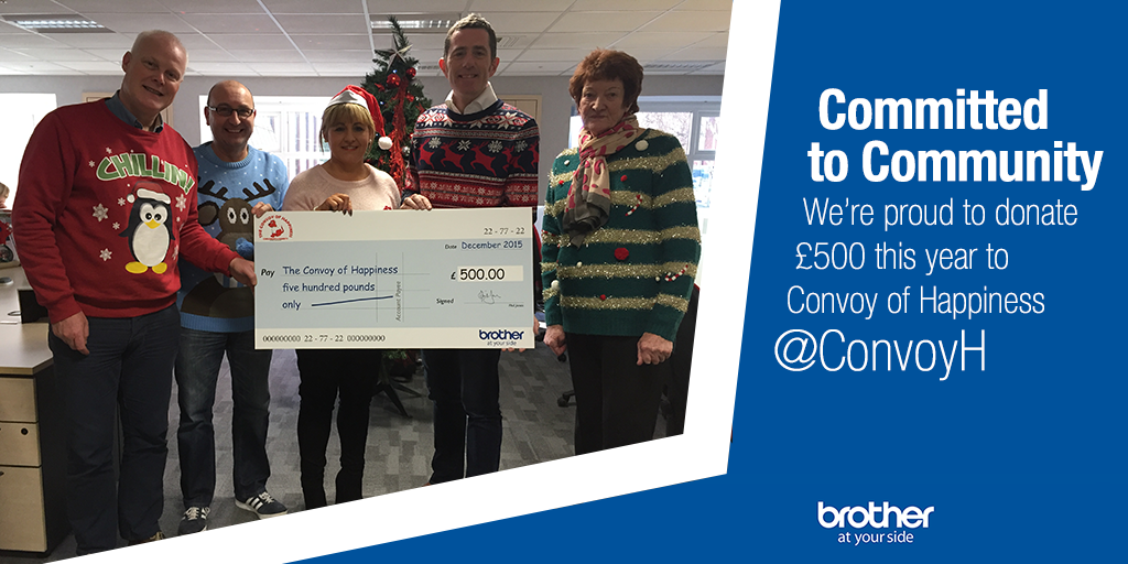 Brother_UK's tweet photo. We're proud to donate £500 to @ConvoyH this year #AtYourSide https://t.co/Rh5jkC4fpt
