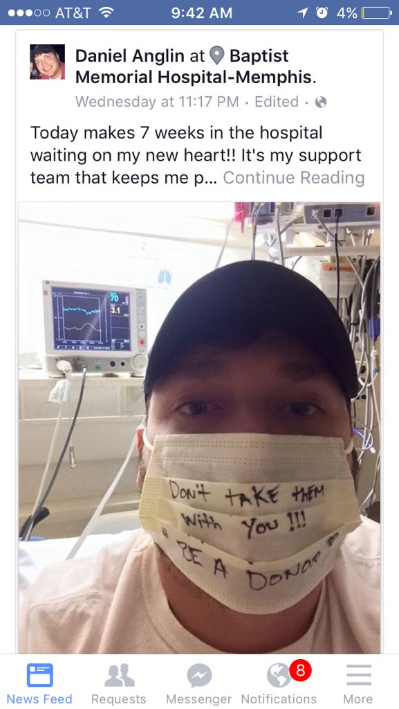 jwatts12211's tweet photo. This is a friend of mine be thankful for what you have and please be a donor! https://t.co/B6ofT6VluP