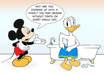 Padahal Donald Duck enggak pake celana, tapi abis mandi ditutupin pake handuk. <a href="/TheComment_NET/">The Comment</a>
